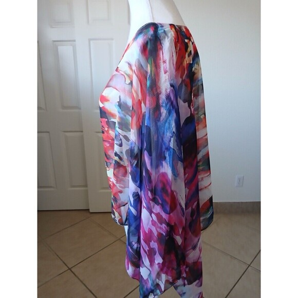 Frank Lyman Womens Blouse Top Sheer Asymmetric Multicolor Size 10 Chiffon Artsy - Picture 4 of 7